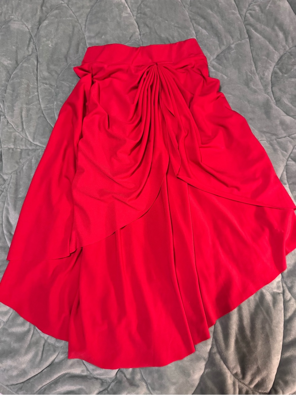 Balera Red High-Low Draped ballroom skirt - intermediate child (8/10)